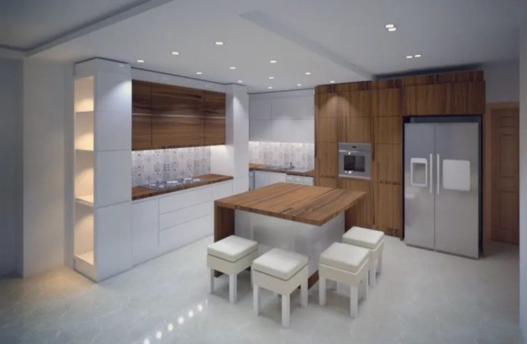 طراحی 3D سه بعدی کابینت آشپزخانه